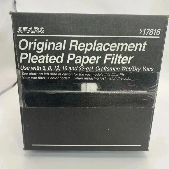 Sears OEM Replacement Pleated Paper Filter 917816 Wet Dry Vac 6-32G Craftsman‎ - Picture 5 of 5